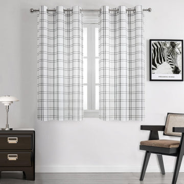 Black White Buffalo Plaid Light Filtering Curtains 72 Inches Long