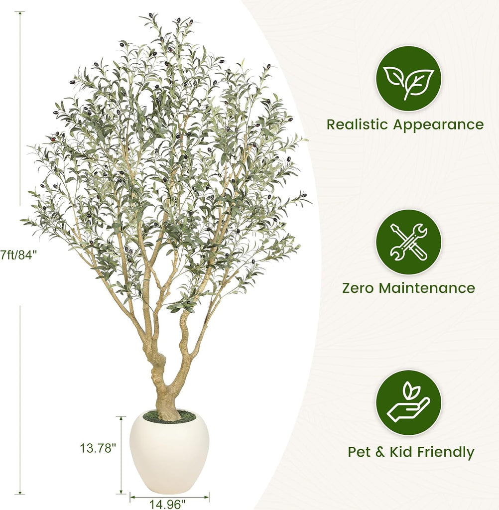 Olive Trees Artificial Indoor 7ft with 15" Exquisite Planter