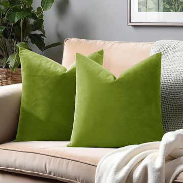 24x24 Velvet Pillow Covers Set of 2 Grass Green Decorative Square Throw Pillowcase Soft Solid Cushion Covers Living