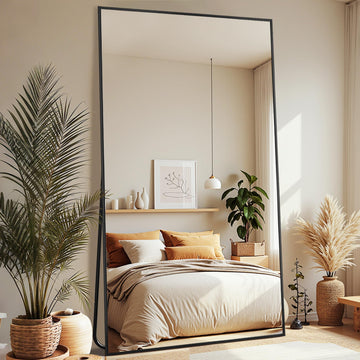 Full-Length Floor Mirror with Stand, 78"x38" Rectangle Style Full Body Standing Mirror, Gym, Dorm