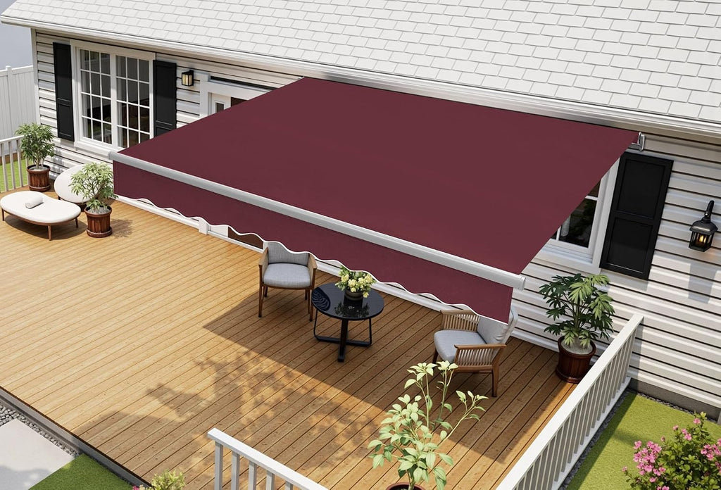 Patio Awning 12x8 Feet Sunshade Canopy for Manual Retractable Awnings, with Aluminum Frame and 280G Polyester Fabric