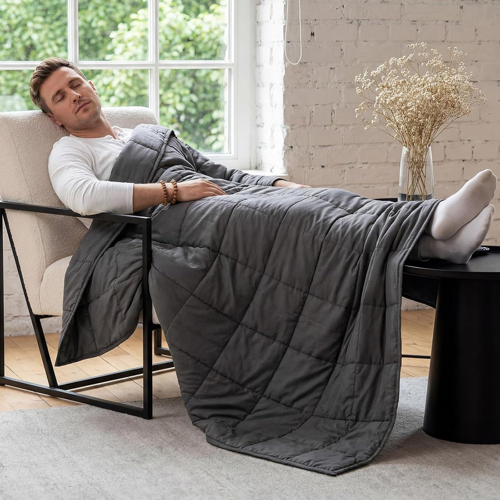Cooling Weighted Blanket for Adults (5lbs, 41"x60") Heavy Blanket with Premium Glass, Queen Perfect for 190-210 lbs