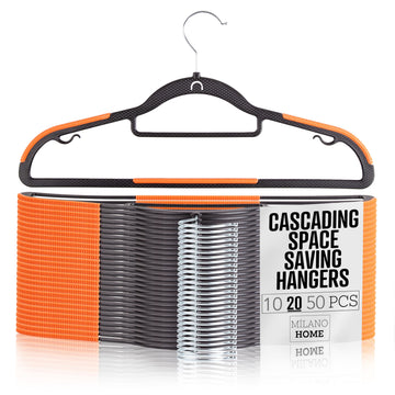 Plastic Hangers 20 Pack, Cascading Slim Space Saving Clothing Hangers with 360° Rotating Hook, Non Slip Clothes