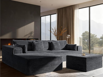 108" Oversized Cloud Sectional Couch, Comfort U Shaped Boneless Couch , Extra Deep Seats No Assembly, Modular Sofa