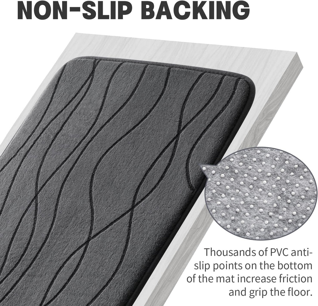Bathroom Rugs Set 5 Piece, Memory Foam Bath Mat Dark Grey | Ultra Soft, Absorbent, Non-Slip, Machine Washable, Sink