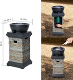 Propane Fire Pit Table 28 Inch 50,000BTU Rectangle Gas Fire Pit with Glass Wind Guard