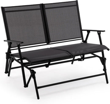 2-Person Outdoor Glider Bench No Assembly Required, Glider Loveseat for Outside Patio with Smooth Rocking, Patio