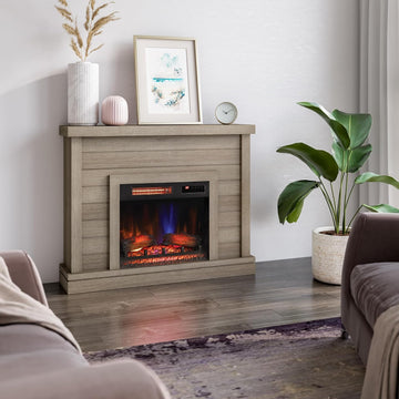 Wall Mantel Electric Fireplace, Barstow Acacia
