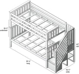 Bunk Bed, Twin-Over-Twin Bed Frame For Kids With Stairs, Clay