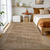 Jute Rug 5x7 Outdoor Patio Rug with Border, Washable Rugs for Living Room, Farmhouse Non Slip Area R