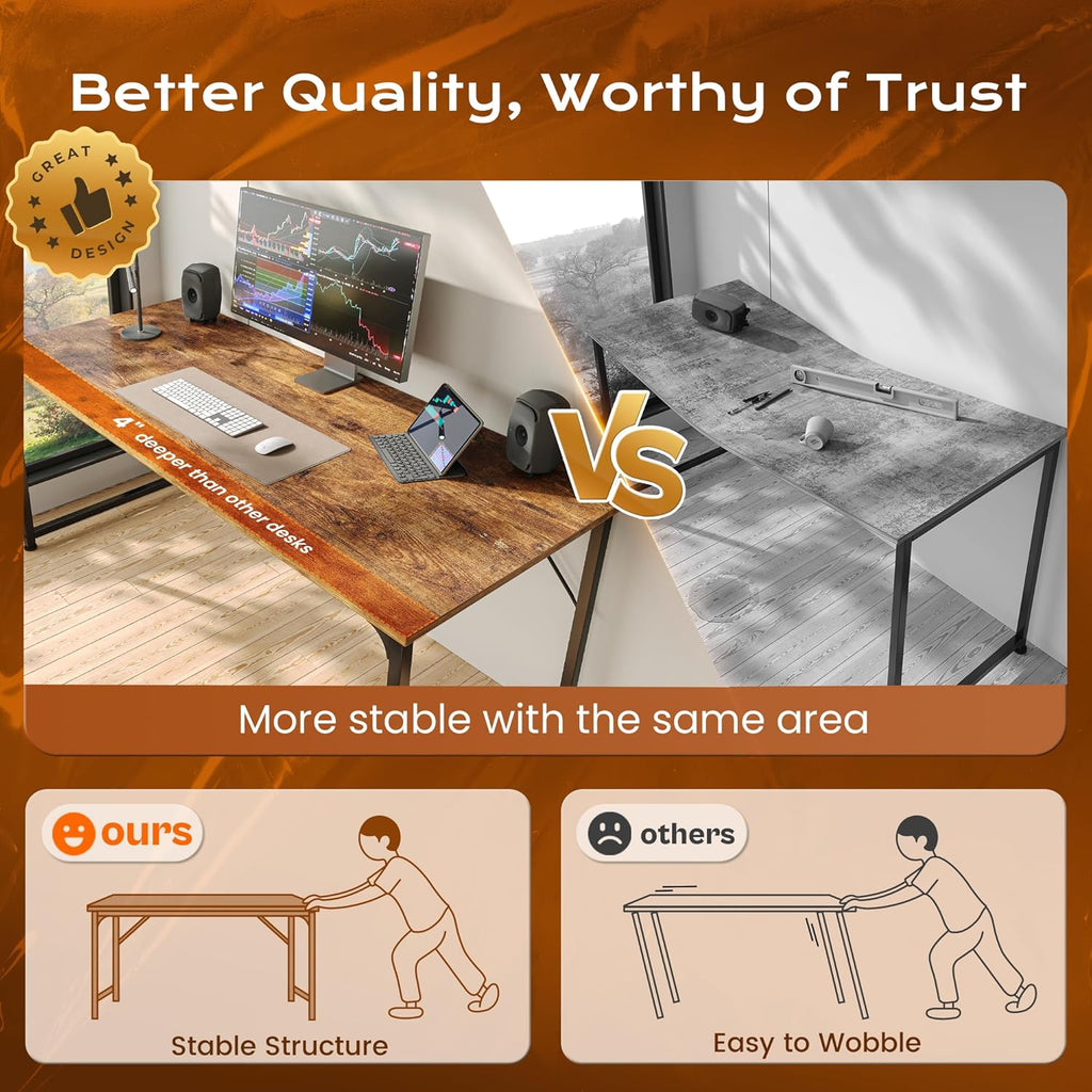 47 X 24 Inch Computer Desk with Deeper Desktop, Gaming Office Writing Work Desk, Study, Bedroom, Work from Home