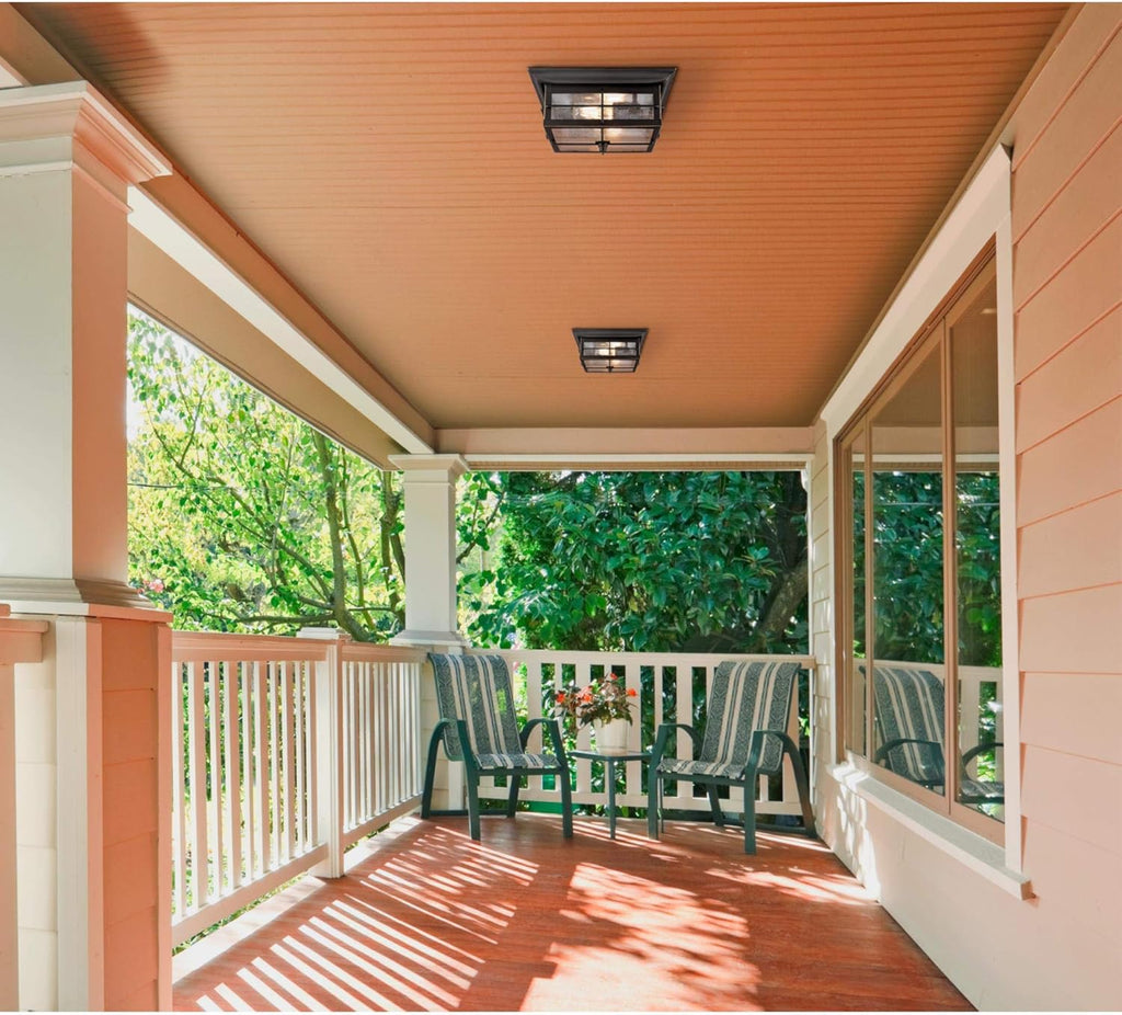Orwell 2 Light Outdoor Flush Mount Fixture in Oil Rubbed Bronze and Clear Glass