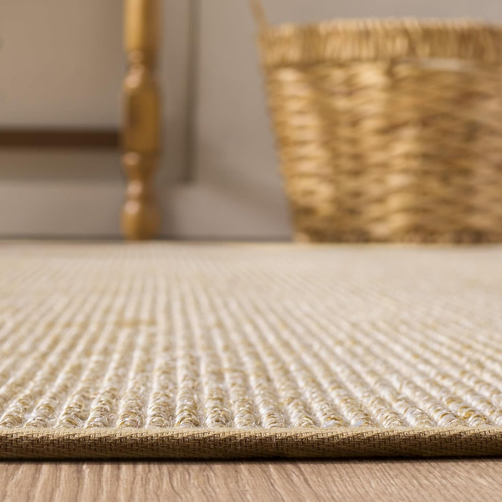 X Area Rug - 9' x 13', Beige & Ivory, Sisal & Jute, Farmhouse Style