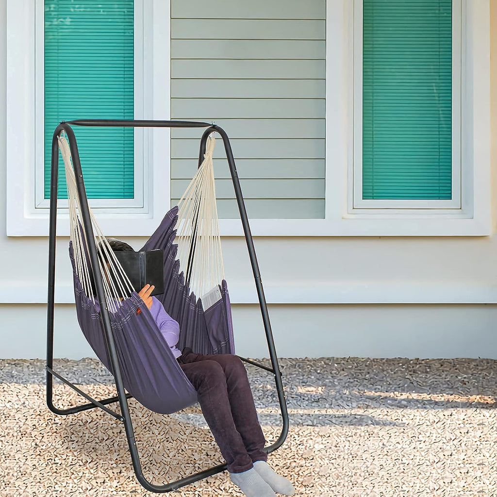 Hammock Chair Stand with Hanging Swing Chair Included,Weather Resistant and Saving Space Stand Max 450 Lbs, Quality