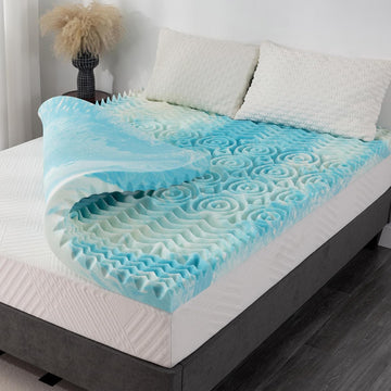 2 Inch Queen 5-Zone Gel Memory Foam Egg Crate Mattress Topper
