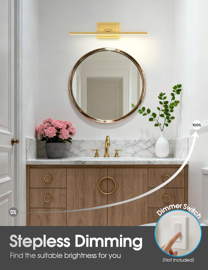 Bathroom Vanity Light 24 inch, 14W Dimmable 5CCT Led Bathroom Light Fixture Over Mirror, Gold Bar Vanity Light s-ETL