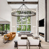 64 Inch Extra Large Black Wagon Wheel Chandelier 42-Light Farmhouse Wagon Wheel Chandeliers Round Industrial Ceiling Light fixtures for Outdoor Porch high Ceilings Living Dining Room Foyer Entryway A105-B0C5RF3HXN