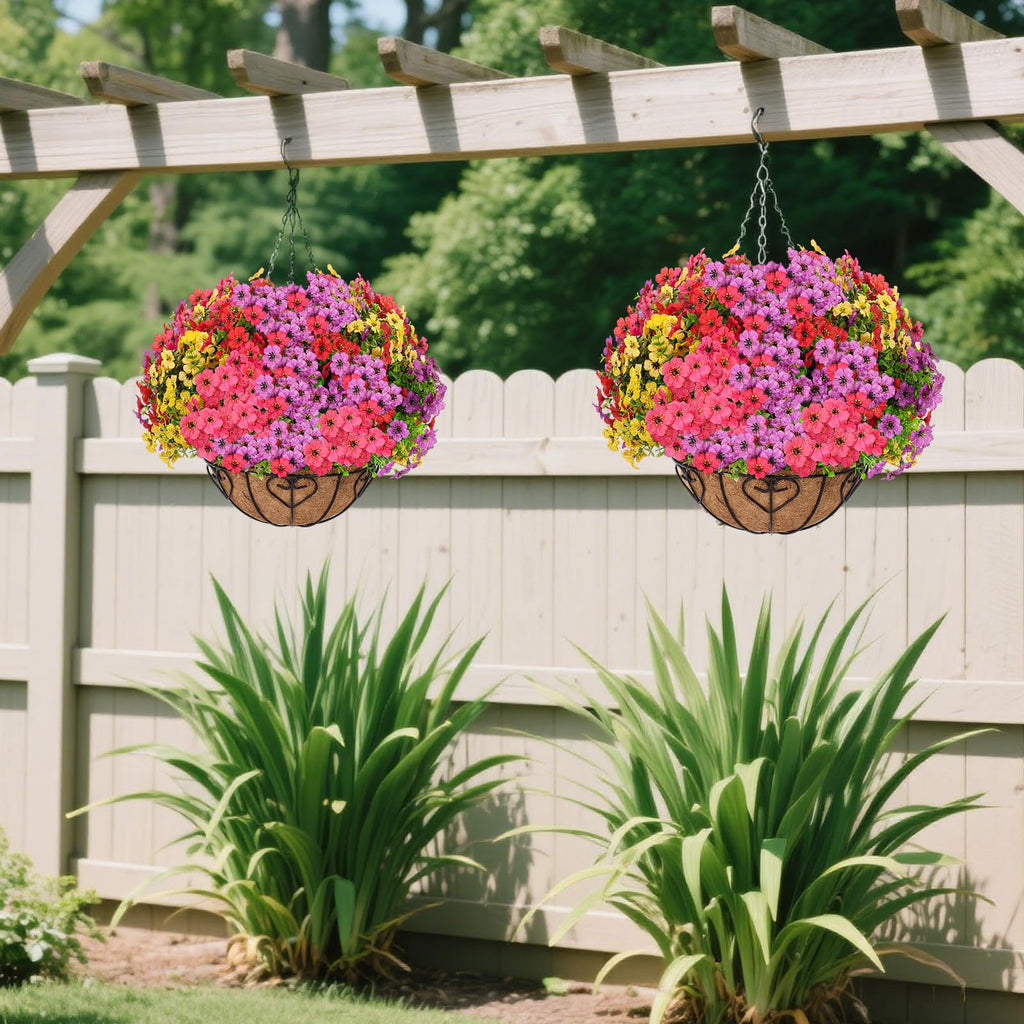 2 Sets Artificial Hanging Flower for Outdoors(Mixed)