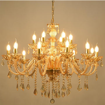 18-Light Crystal Chandeliers Luxurious K9 Crystal Candle Pendant Lamp Ceiling Lighting for Dining Living Room Bedroom Hallway Entry (18 Lights)