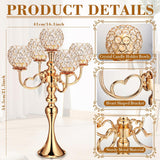 4 Pcs 5 Arm Crystal Candelabra Centerpieces for Tables 21.5 Inch Tall Crystal Candle Holders Bowlrty Events Table