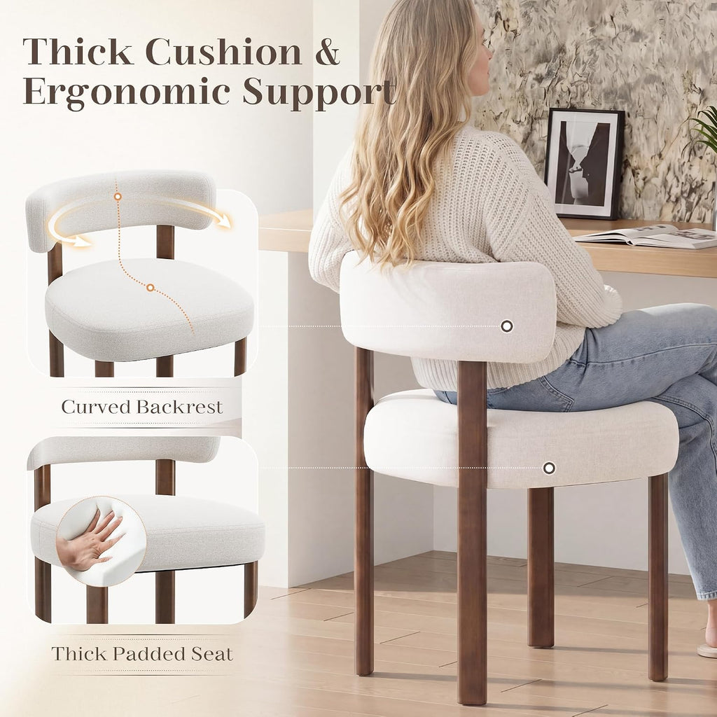 Wooden Dining Chairs Set of 4, Upholstered Kitchen Chairs with Solid Wood Legs, Mid Century Dining Room Chair with