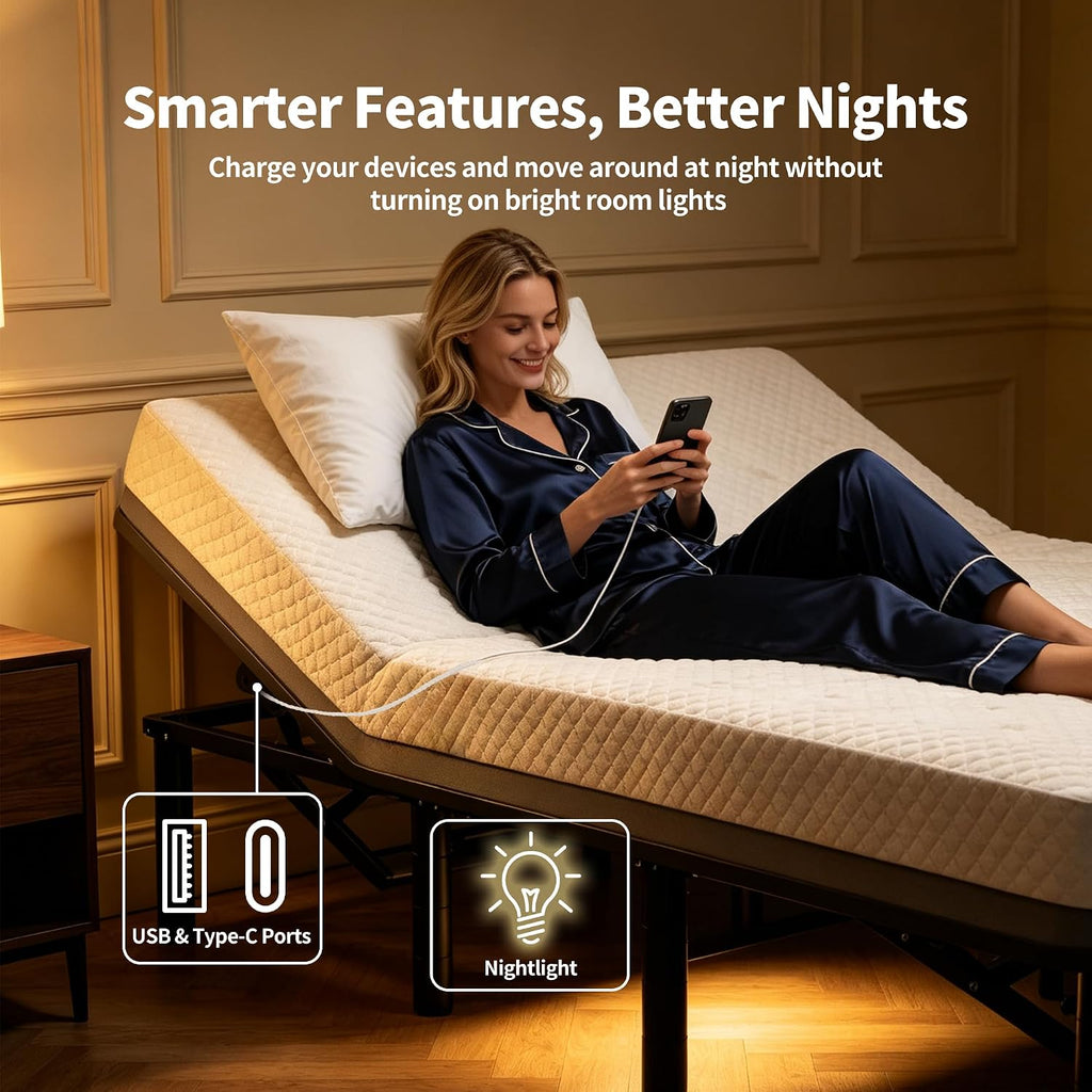 Queen Adjustable Bed Frame with Massage, Zero Gravity & Wireless Remote