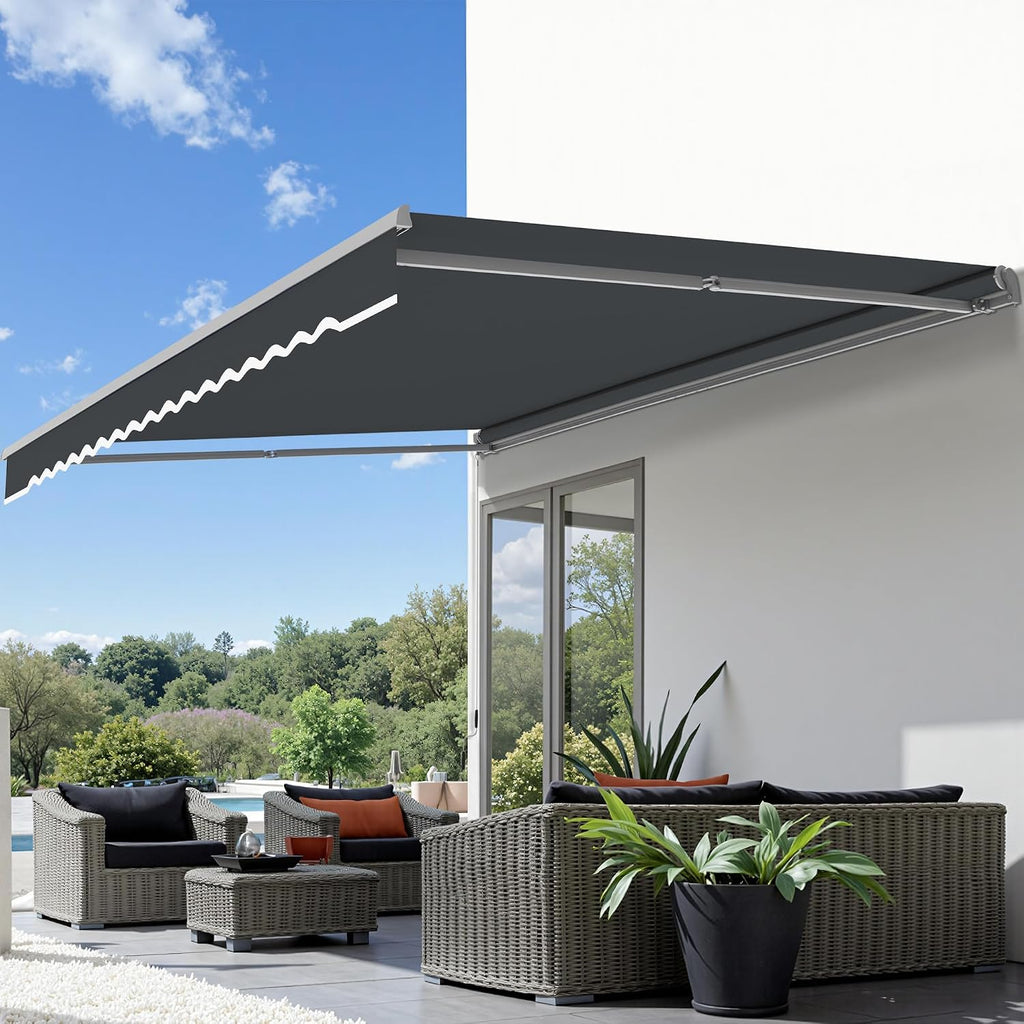 Patio Awning 12x8 Feet Sunshade Canopy for Manual Retractable Awnings, with Aluminum Frame and 280G Polyester Fabric