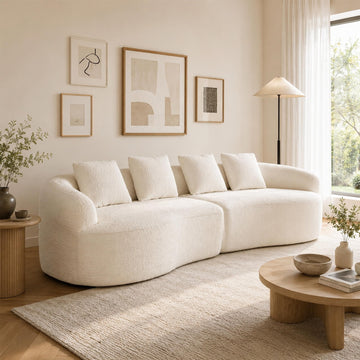 Compressed C-Shaped Sectional Sofa, 110" Modern 3-Seater Chenille Sofa Set, 2-Box Easy Delivery, No Tools Assembly