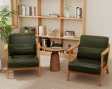 Modern Lounge Chair and Ottoman — Green Faux Leather