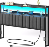 Headboard for King Bed with Storage, 60,000 DIY Color of LED Light, Head Board with USB & Type C Port