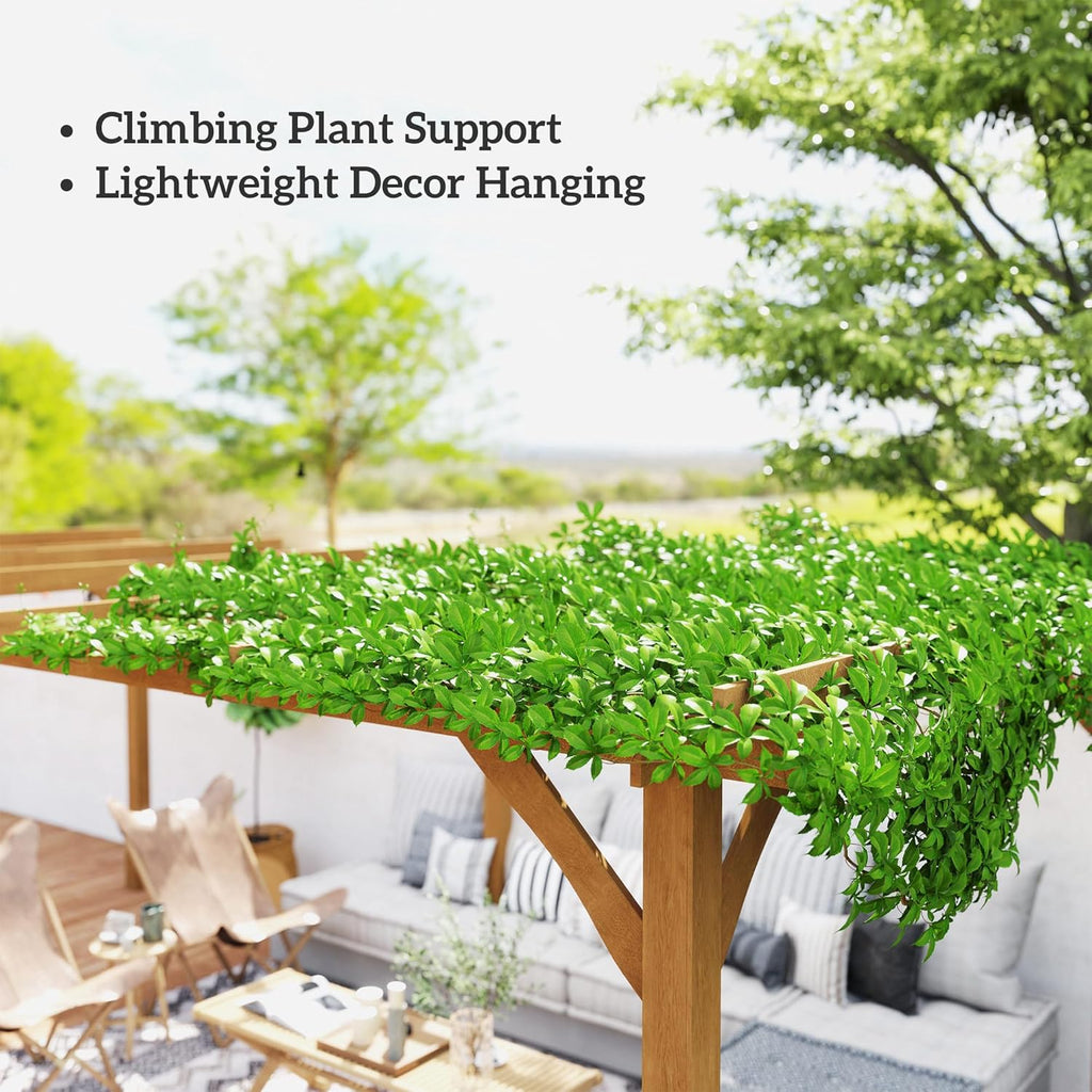 20' x 10' Outdoor Pergola, Wood Gazebo Grape Trellis with Stable Structure and Concrete Anchors for Climbing Plant