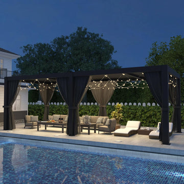 Outdoor Louvered Pergola 10' x 20', Aluminum Pergola with Adjustable Roof