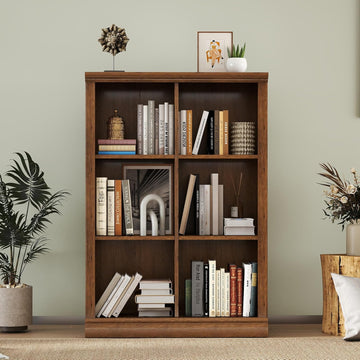 6 Cube Storage Organizer Bookcase - 3 Tiers 6 Storage Cube Adjustable Space Book Case, Display Cabinet Organizer