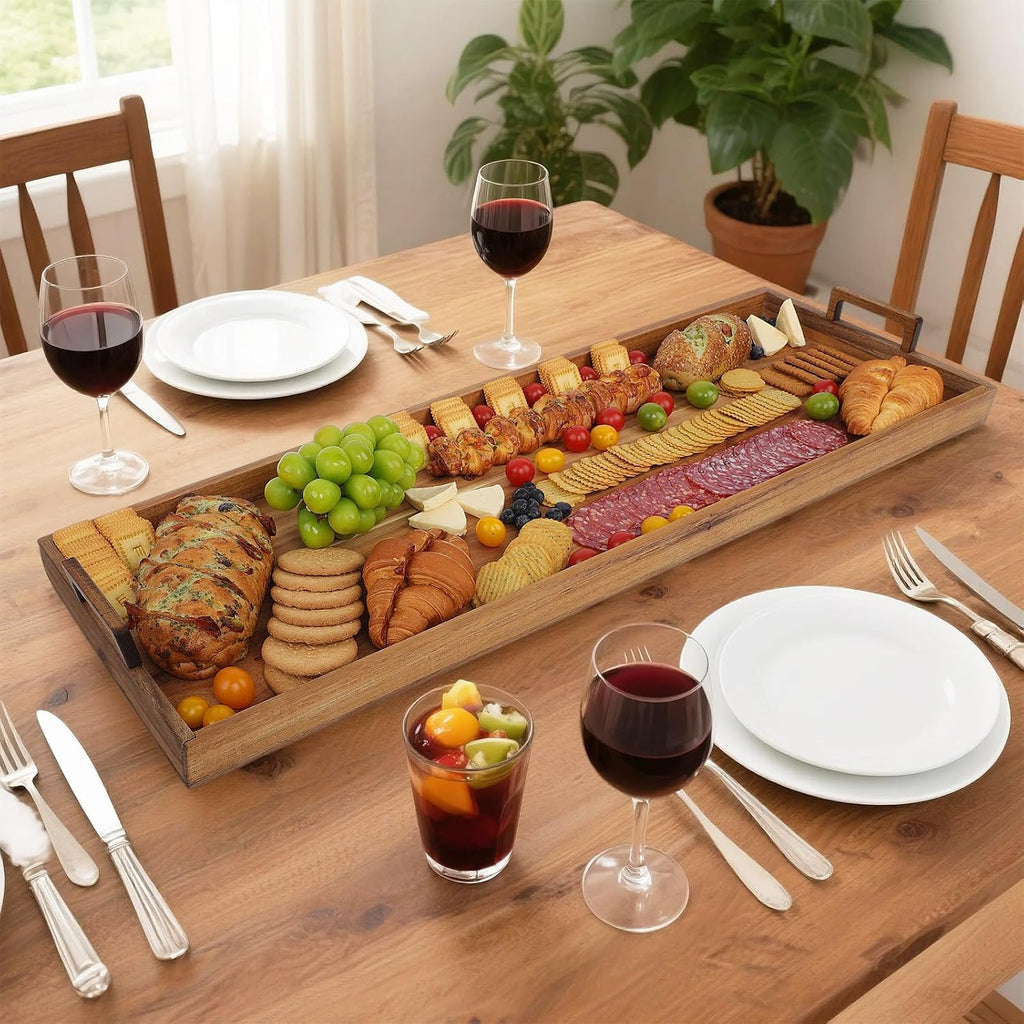 Acacia Wood Large Charcuterie Board 36x12 Inch with Cheese Knife Set | Extra Large Acacia Wood Board with