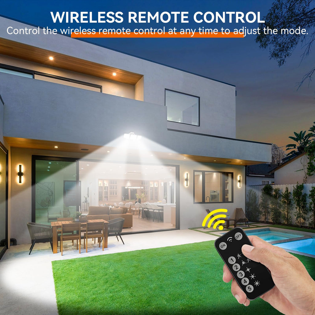 LED Security Lights Motion Sensor Outdoor Lights, 6500K Daylight, IP65 Waterproof, Dusk to Dawn, 3-Head Motion