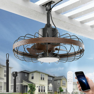 18 Inch Ceiling Fan Smart APP & Remote Control, 6 Speeds, 3 Color Temperatures, Gazebo Lights Outdoor Ceiling Fans for Patio Waterproof,Porch