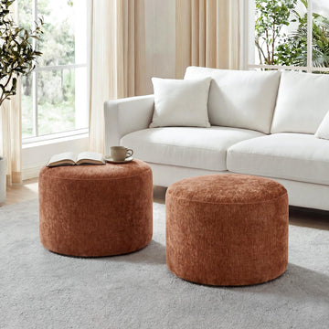 Pouf Ottoman Footrest, Foot Stools, Modern Round Upholstered Ottomans, Ottomans Pouffe, Selected Fabric
