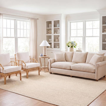 Area Rug 9x12 - Natural Fiber Collection - Large - Light Grey, Sisal & Wool, Woven Design with Border (NF475C)