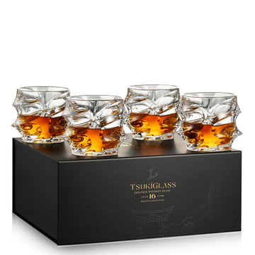 Gifts for Men, Storm Crystal Cocktail Whiskey Glasses Set of 4 | Japanese Old Fashioned Rocks Tumblers, 8.45oz