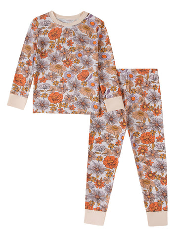 Toddler Kids Soft Bamboo Viscose Long Sleeve Top and Pants Cloth Set- Piece Boys Girls Outfit(Withered