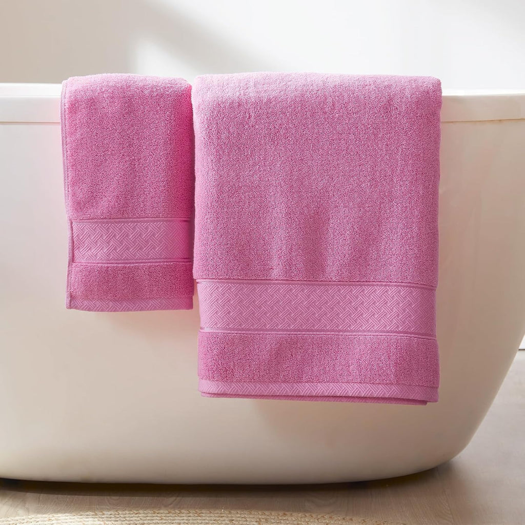 Bath Towel Set 6 PCS, Pink Luxury 100% Turkish Cotton 650GSM | Soft Absorbent Quick Dry, OEKO‐Tex 100 Cert. Zero
