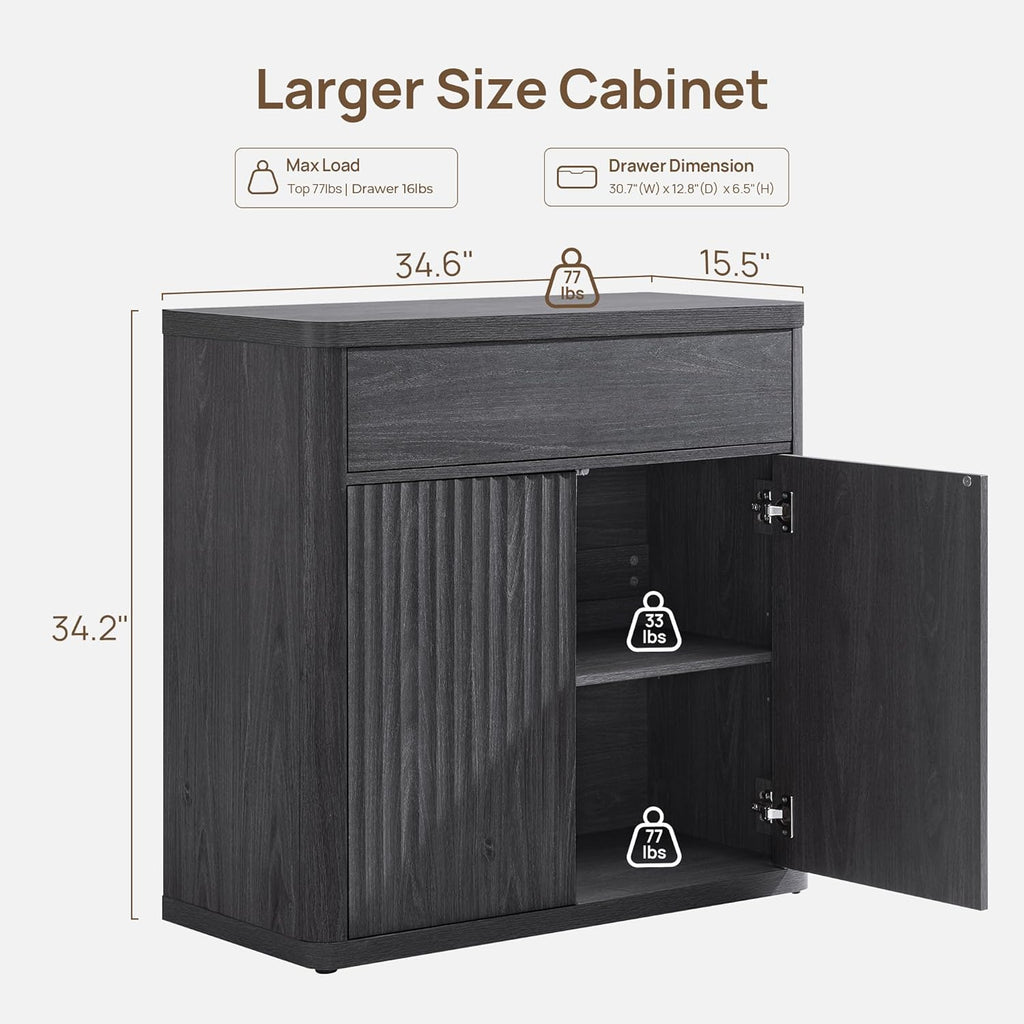 Buffet Cabinet with Storage - Accent Fluted Storage Cabinet with 6 Doors & 3 Drawers Sideboard Credenza Buffet Table
