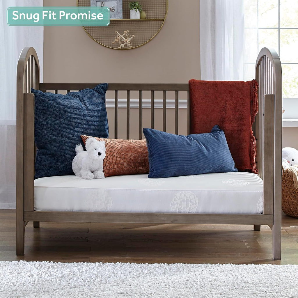 Cotton Cozy Rest Breathable 2 Stage Waterproof Crib Mattress plus Toddler Bed Fit, 204 Coils & Soft Coton Cover