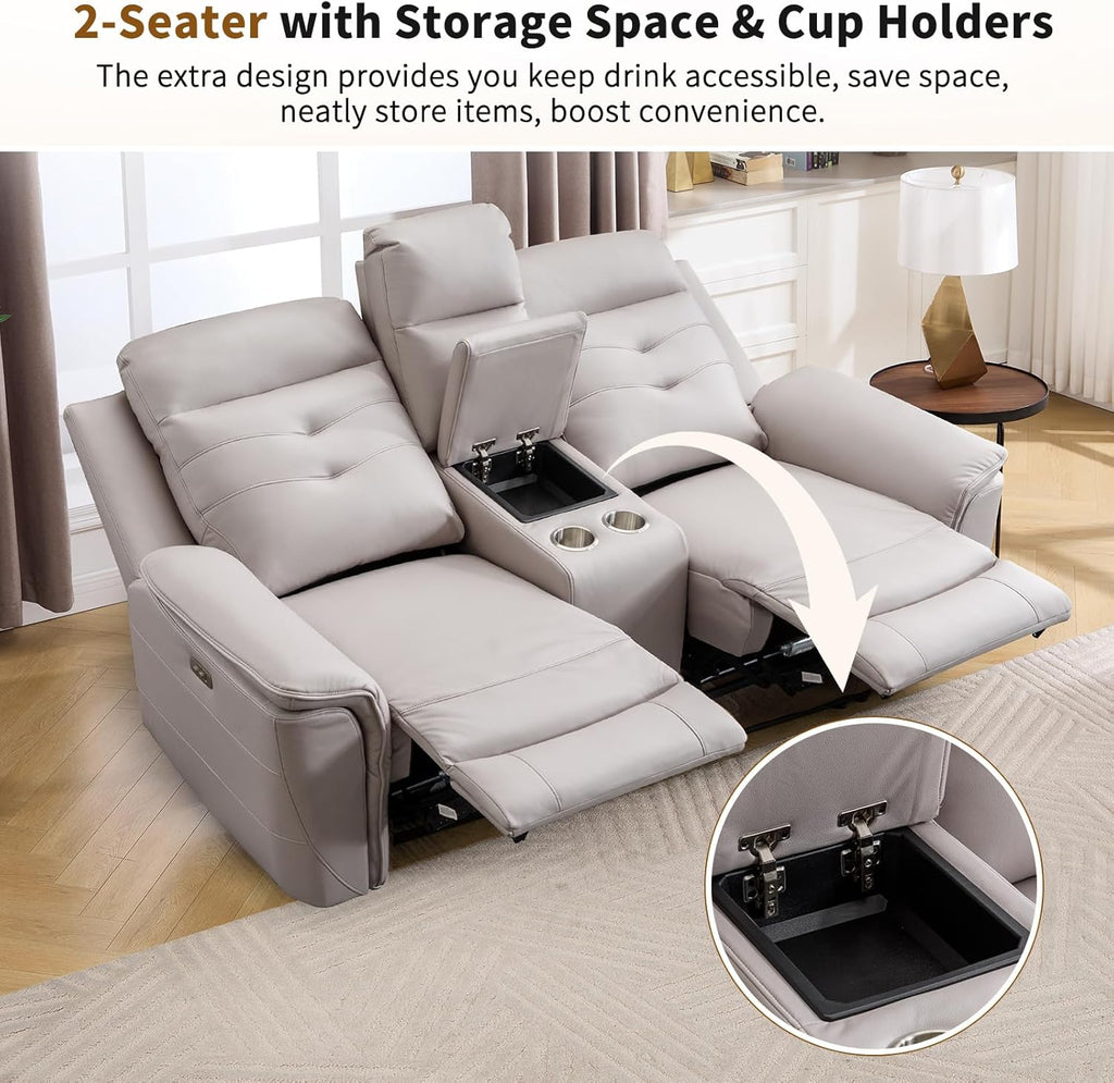 Power Recliner Chair for Adults with USB Charging, Breathable Faux Leather Oversized Electric Recliners, Single