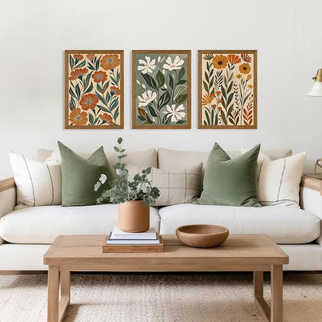 3 Pieces Boho Floral Decor Flower Market Wall Art, 12x16 Inch - Set of 3