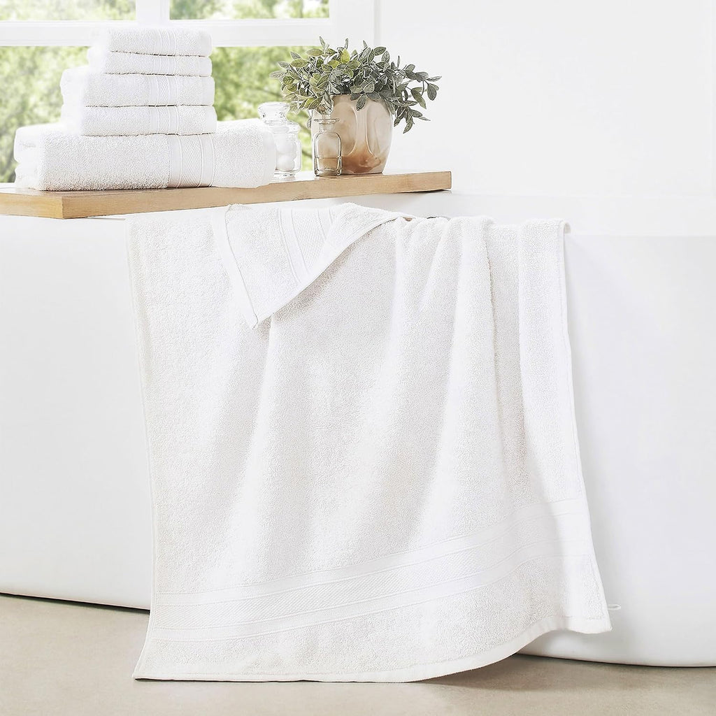 Soft & Plush Luxury Towel Set, 100% Cotton, 2 Bath Towels 2 Hand Towels 2 Washcloths Highly Absorbent Towels , 6