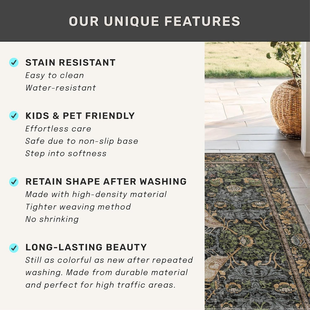Washable Boho Round Rugs 8ft
