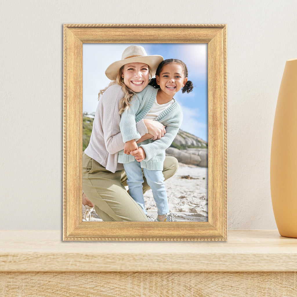 Classic Bead Picture Frame, 5x7, Gold