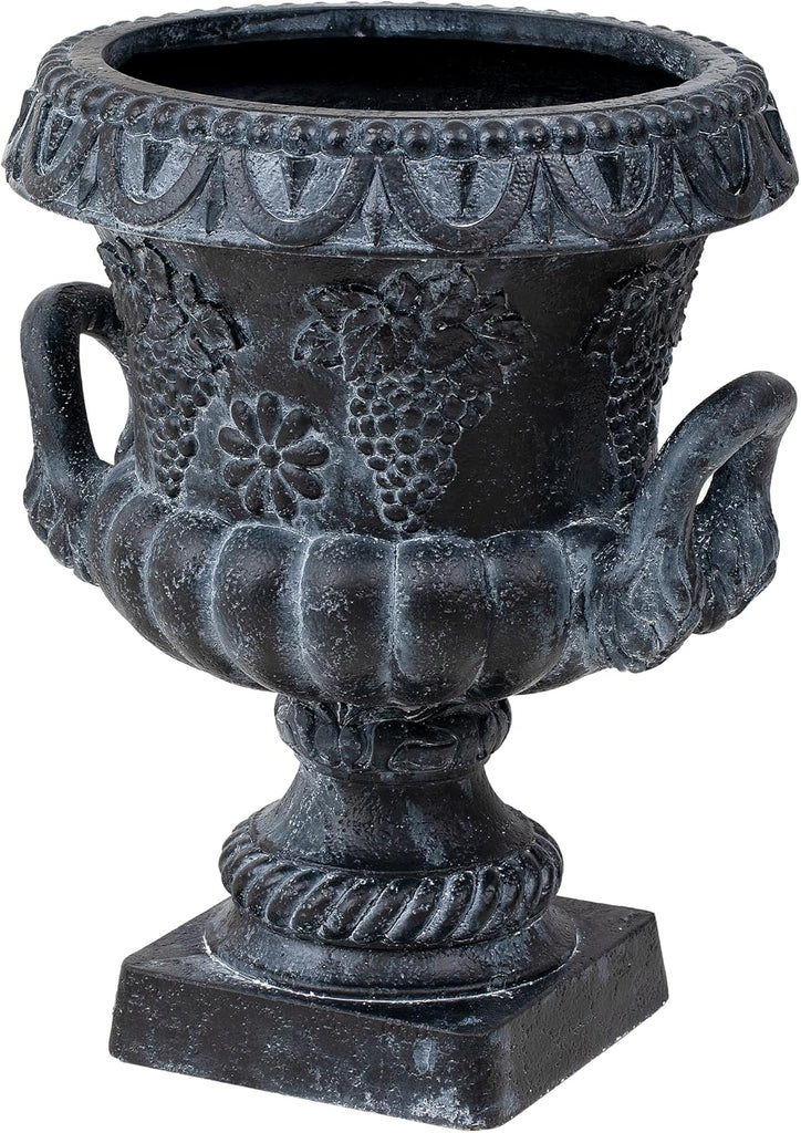 24.41" H Classical Grape Relief Urn Planter,MGO Pedestal Flower Pot with Elephant-Head Handles, Lightweight