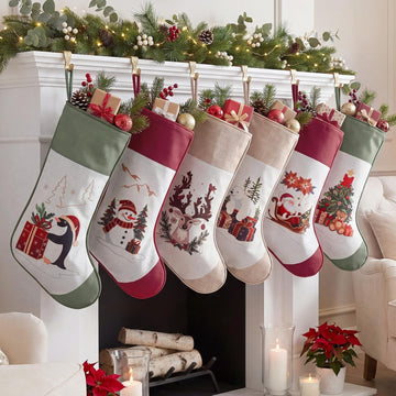 6 Pack Christmas Stockings 18 Inch Hanging Decor